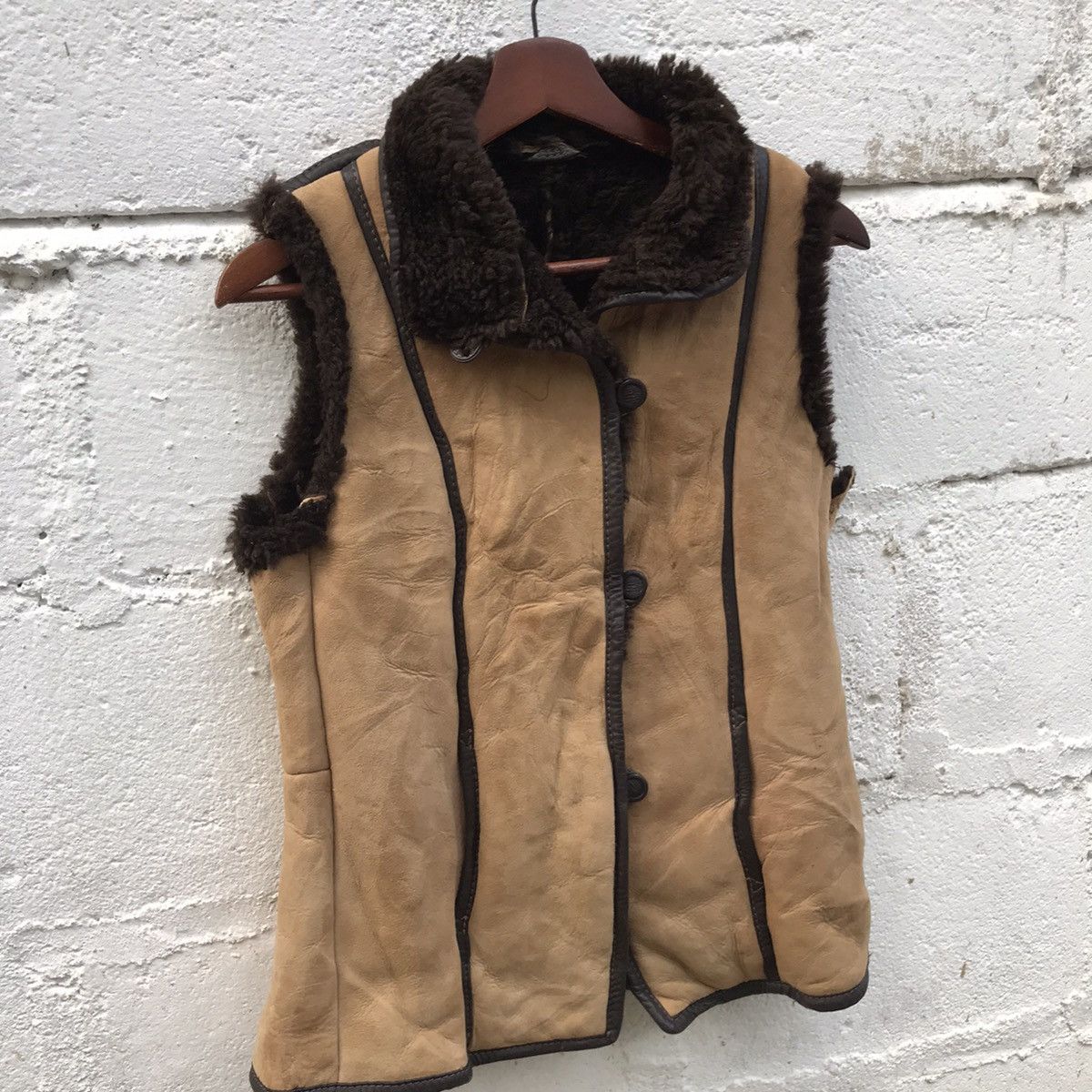 Leather Vintage Knight Tailor Shearling Sheepskin Vest Jacket Size US M / EU 48-50 / 2 - 2 Thumbnail
