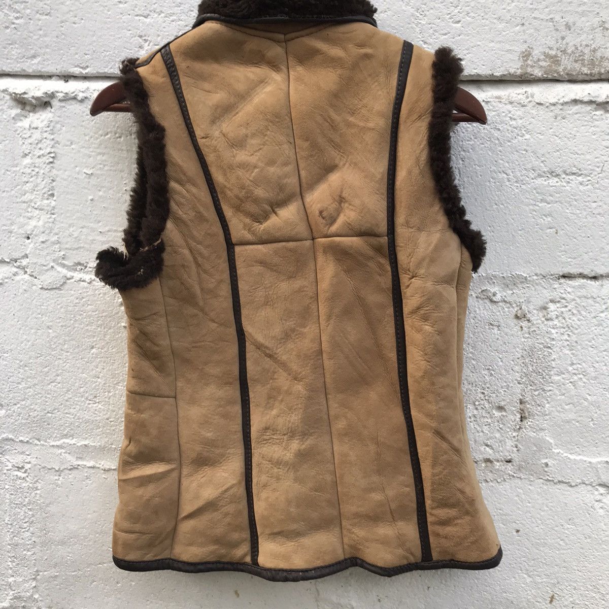 Leather Vintage Knight Tailor Shearling Sheepskin Vest Jacket Size US M / EU 48-50 / 2 - 6 Thumbnail
