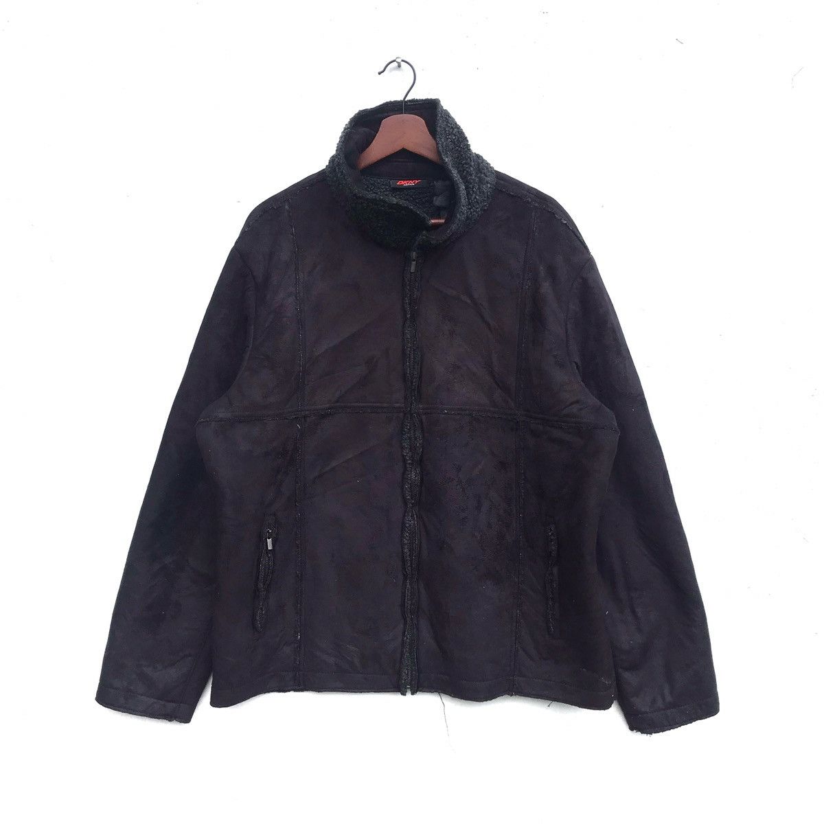 DKNY DKNY Leather Zipper Sweatshirt Size US L / EU 52-54 / 3 - 1 Thumbnail