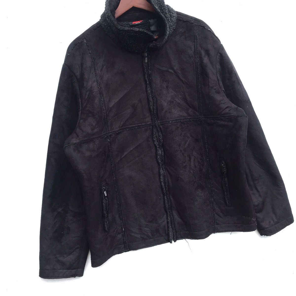 DKNY DKNY Leather Zipper Sweatshirt Size US L / EU 52-54 / 3 - 2 Thumbnail