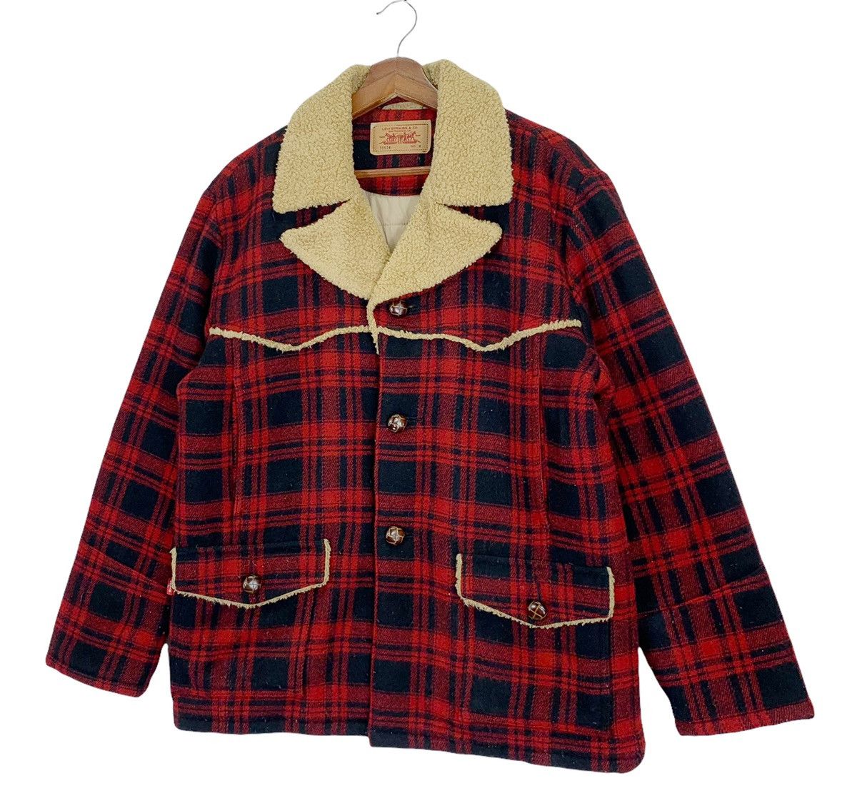 Levi's × Vintage Vintage Levi’s Tartan Sherpa Button Jacket Size US M / EU 48-50 / 2 - 2 Thumbnail