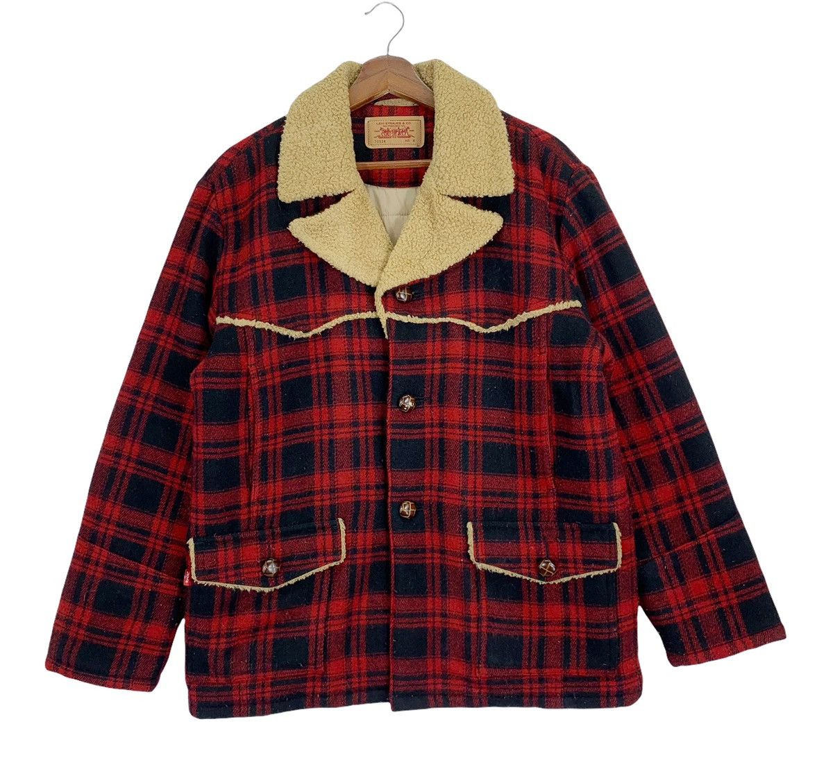Levi's × Vintage Vintage Levi’s Tartan Sherpa Button Jacket Size US M / EU 48-50 / 2 - 1 Thumbnail