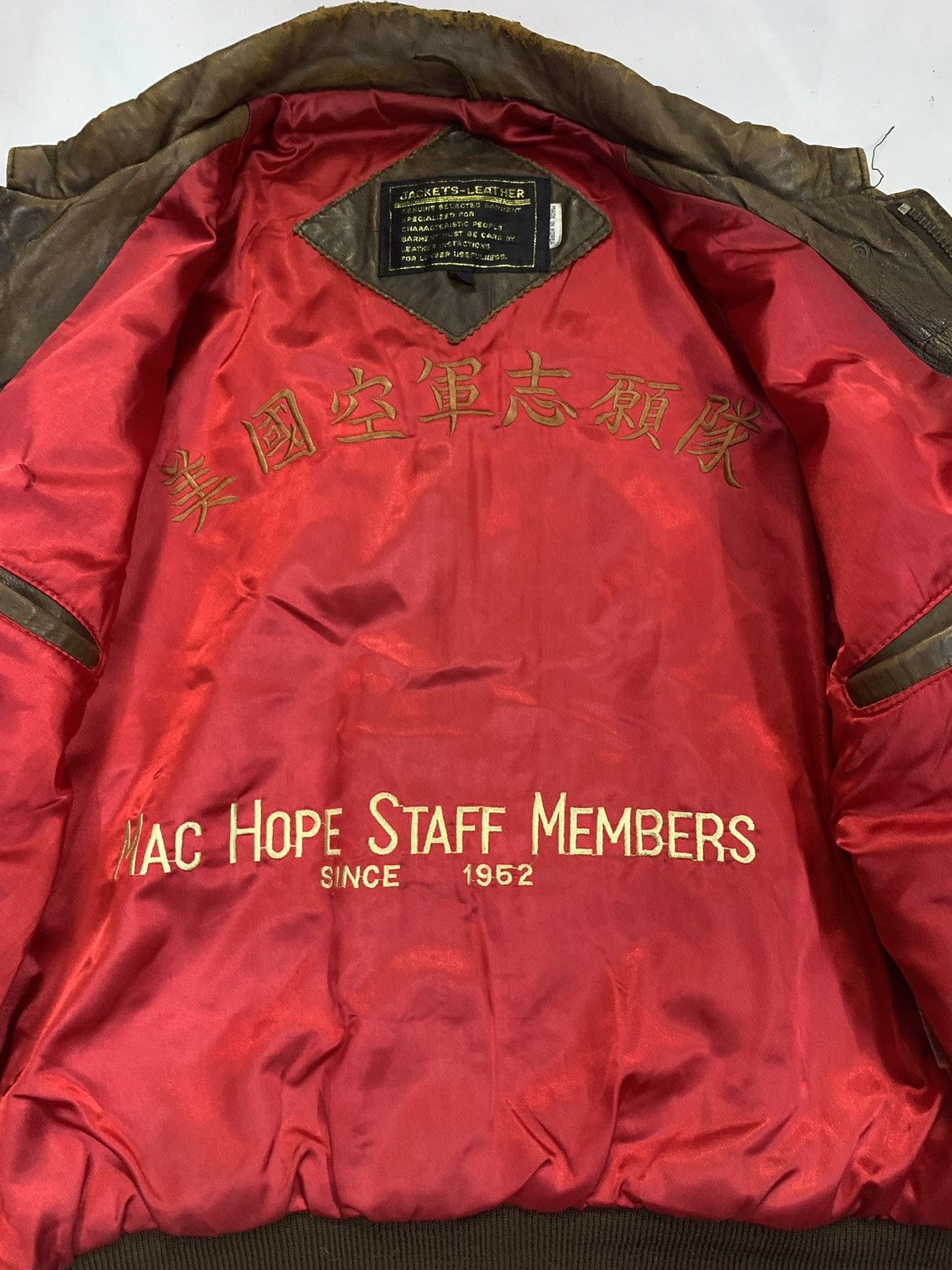 Genuine Leather × Vintage Vintage Mac Hope Fighter Squadron Leather Jacket Size US M / EU 48-50 / 2 - 8 Thumbnail