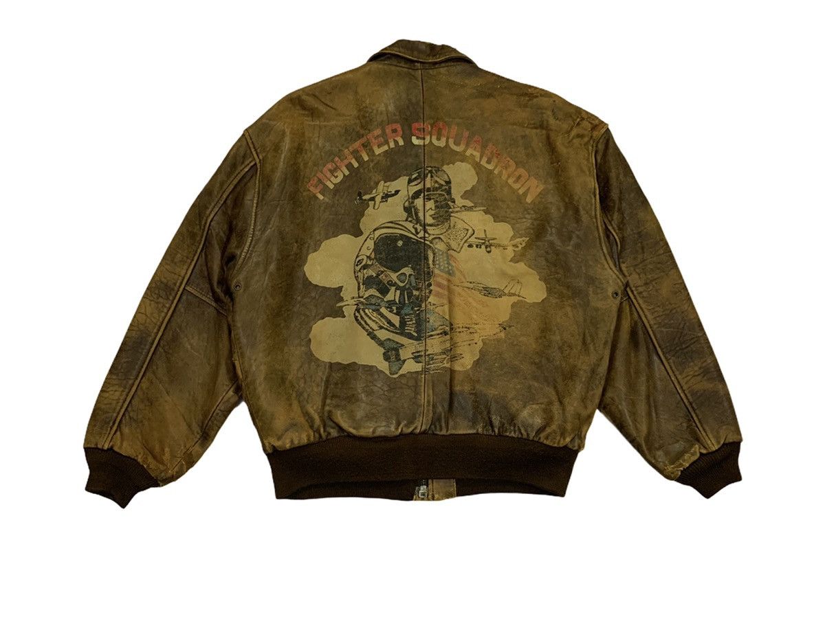 Genuine Leather × Vintage Vintage Mac Hope Fighter Squadron Leather Jacket Size US M / EU 48-50 / 2 - 1 Thumbnail