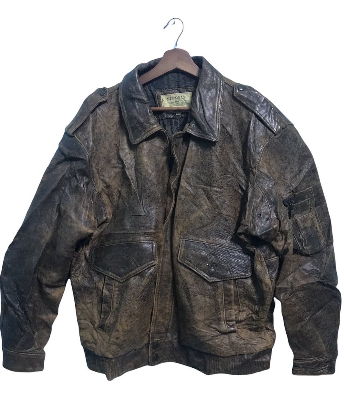 Vintage Stedele Brand Leather Bomber Jacket Size US M / EU 48-50 / 2 - 1 Thumbnail