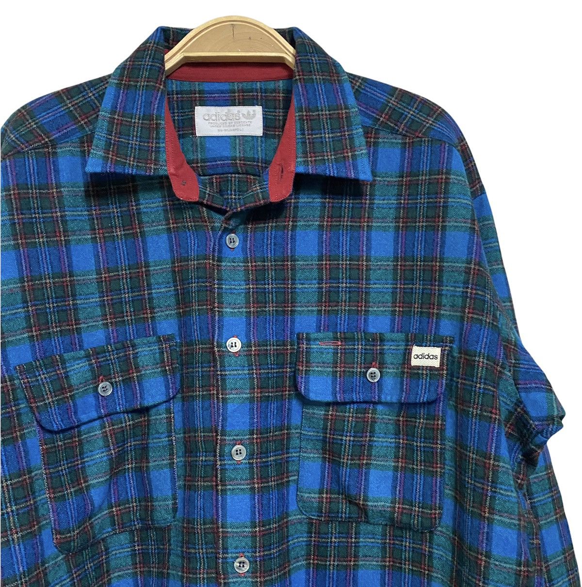 Adidas Vintage Adidas Wool Flannel Shirt Size US L / EU 52-54 / 3 - 1 Thumbnail