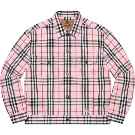 Supreme x Burberry Denim Trucker Jacket Pink XL