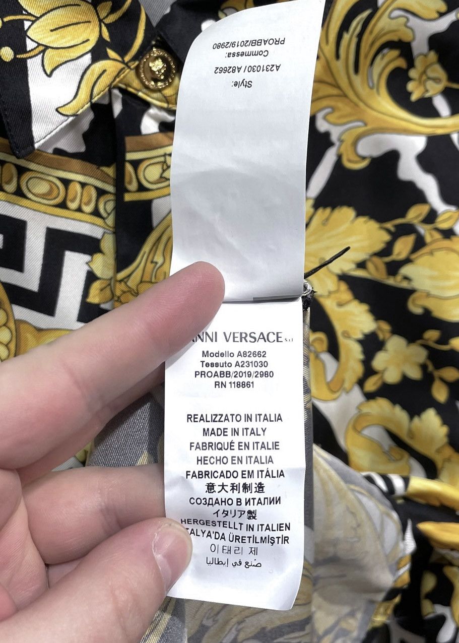Versace Versace Black Gold Hibiscus Print Silk Shirt Size L / US 10 / IT 46 - 7 Thumbnail