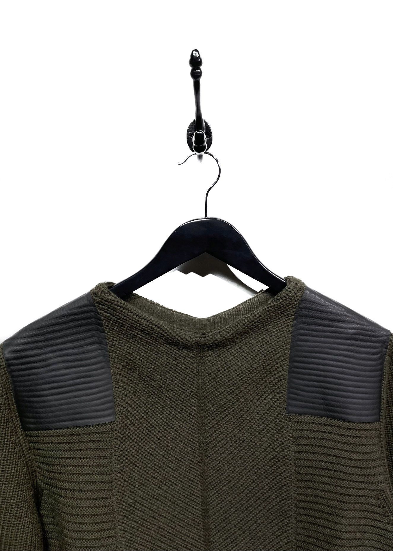 OAMC OAMC Olive Green Wool Sweater With Leather Accent Size US M / EU 48-50 / 2 - 3 Thumbnail