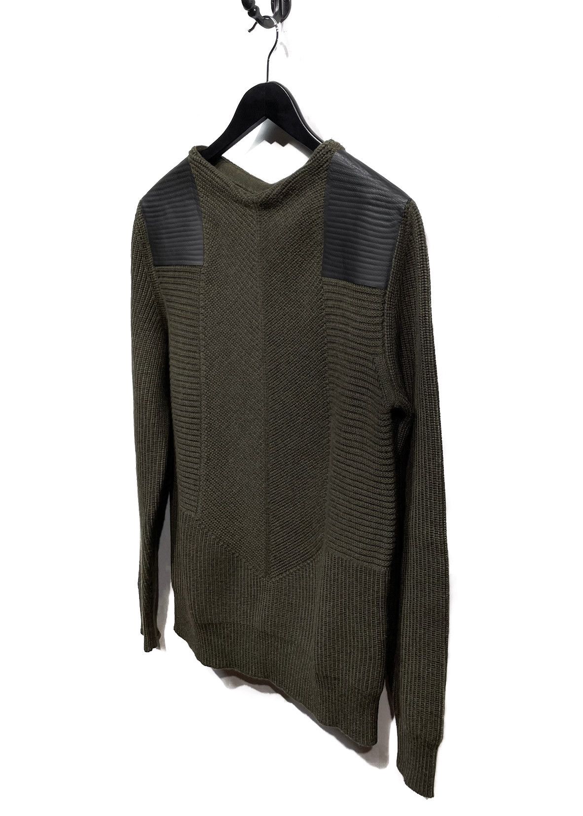 OAMC OAMC Olive Green Wool Sweater With Leather Accent Size US M / EU 48-50 / 2 - 2 Thumbnail