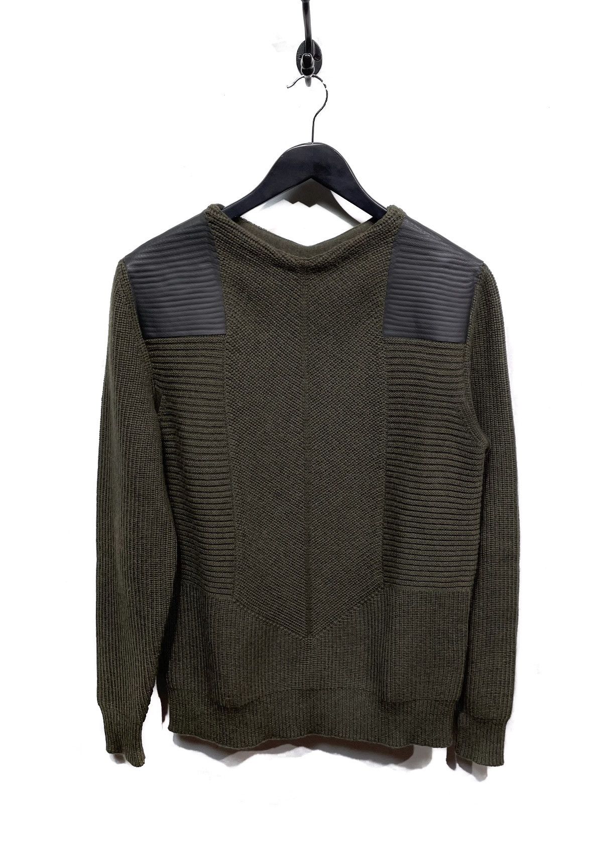 OAMC OAMC Olive Green Wool Sweater With Leather Accent Size US M / EU 48-50 / 2 - 1 Thumbnail