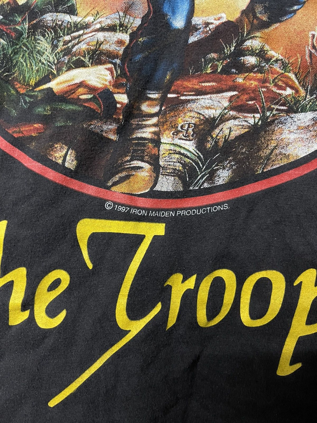 Band Tees × Vintage Vintage 90s Iron Maiden The Trooper Promo Faded Tee Size US L / EU 52-54 / 3 - 4 Thumbnail