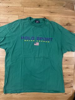 90s Polo Sport Ralph Lauren Green Spellout Rugby Long Sleeve