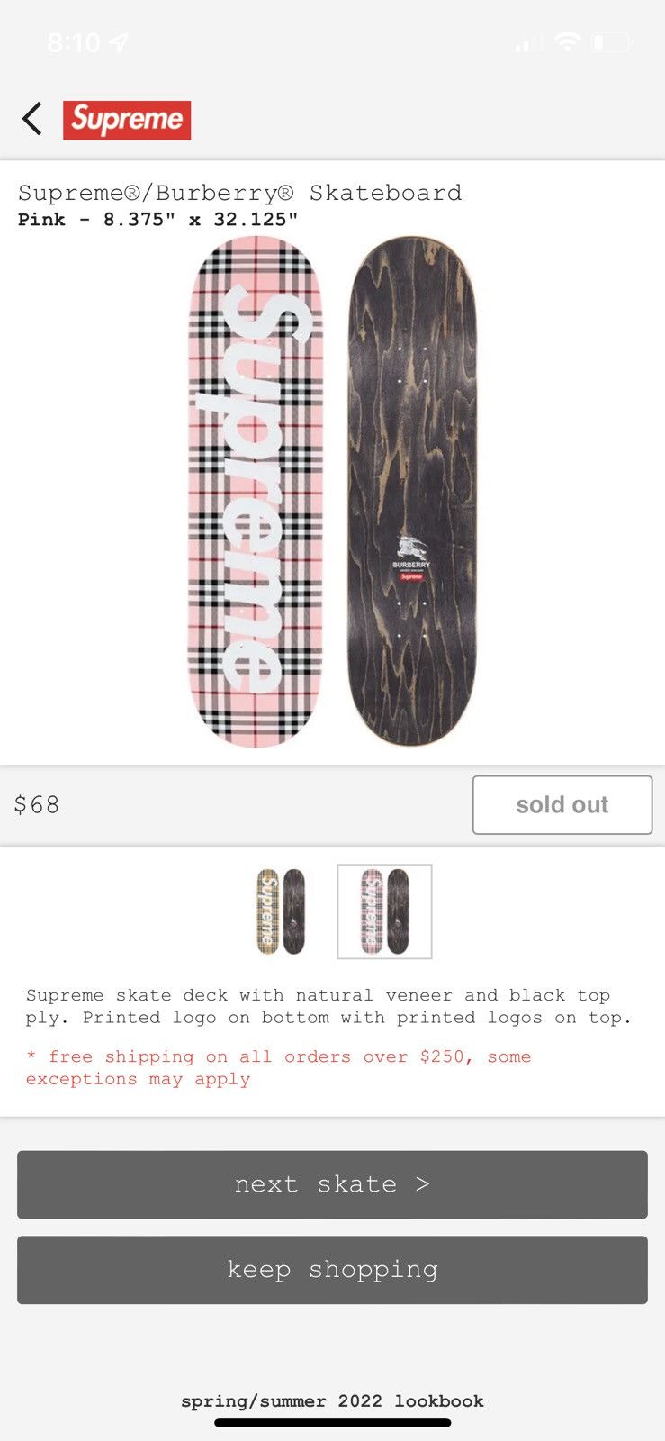 Supreme supreme/burberry skateboard | Grailed