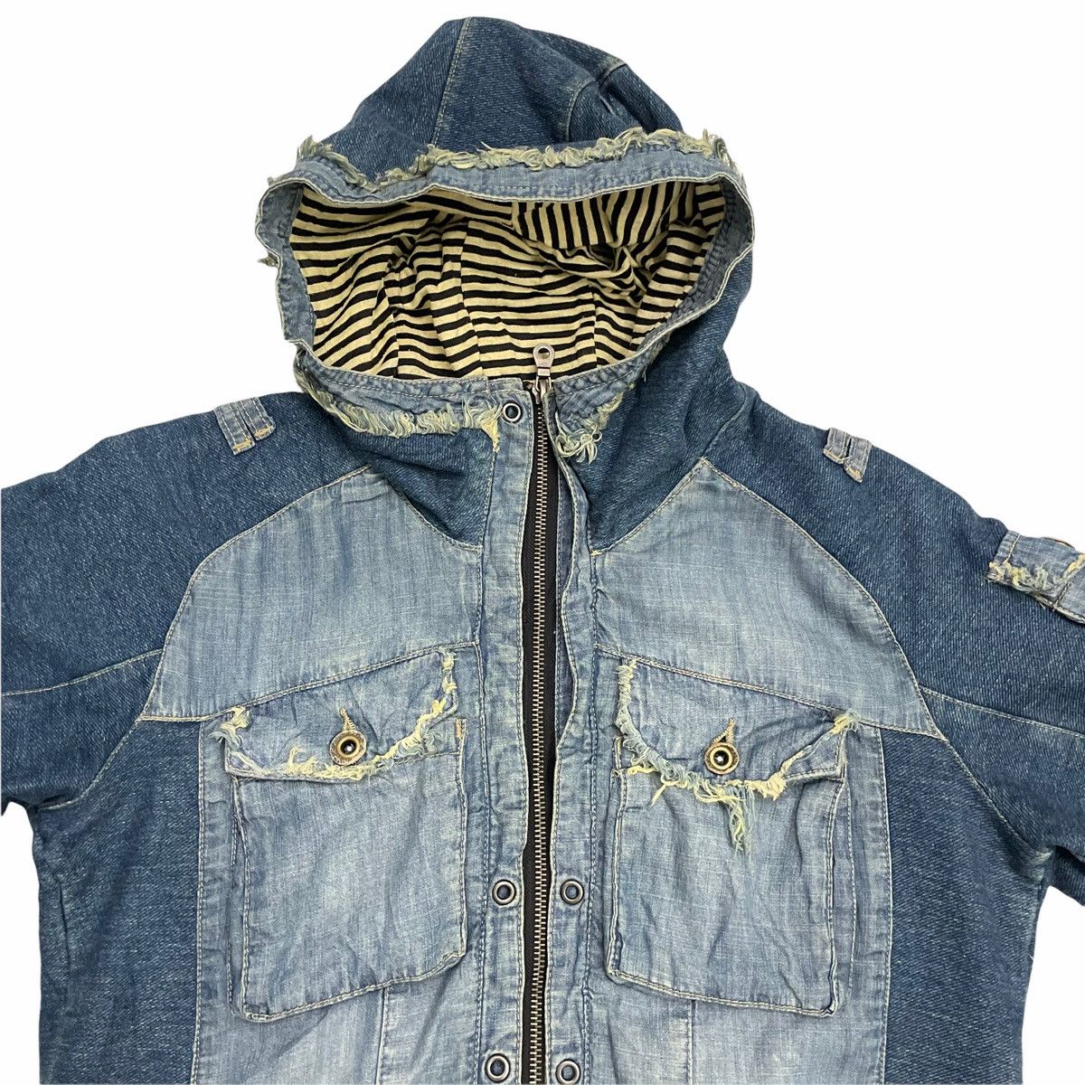 Japanese Brand × Seditionaries 💥 PPFM DENIM ZIPPER HOODIE SHORTSLEEVE Size M / US 6-8 / IT 42-44 - 2 Thumbnail