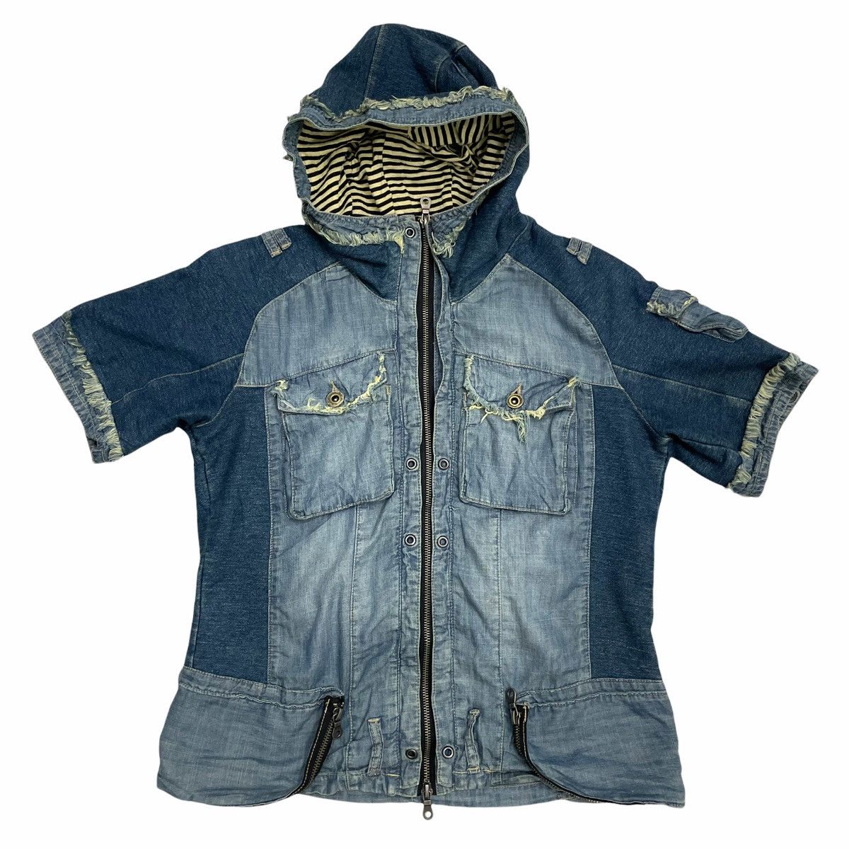 Japanese Brand × Seditionaries 💥 PPFM DENIM ZIPPER HOODIE SHORTSLEEVE Size M / US 6-8 / IT 42-44 - 1 Thumbnail