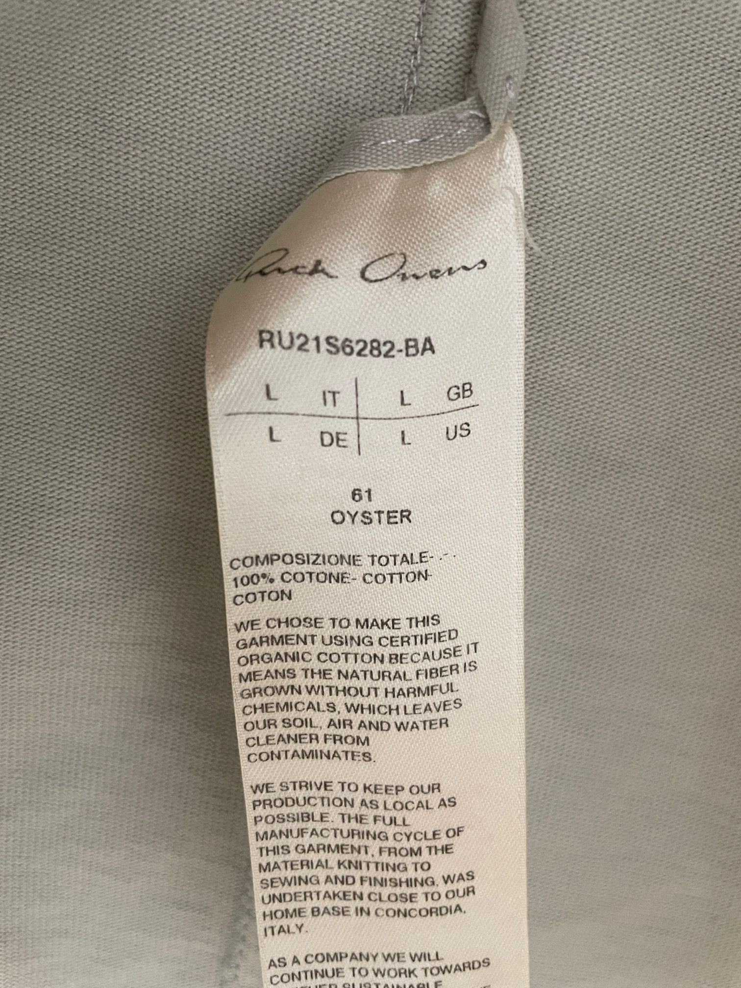 Rick Owens RICK OWENS PHLEGETHON SS21 OYSTER JUMBO TEE Size US L / EU 52-54 / 3 - 2 Thumbnail