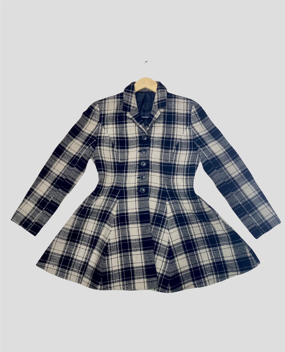 Kenzo Kenzo Vintage Women's Checked Wool Tweed Flared Skirt Coat Size ONE SIZE - 5 Thumbnail