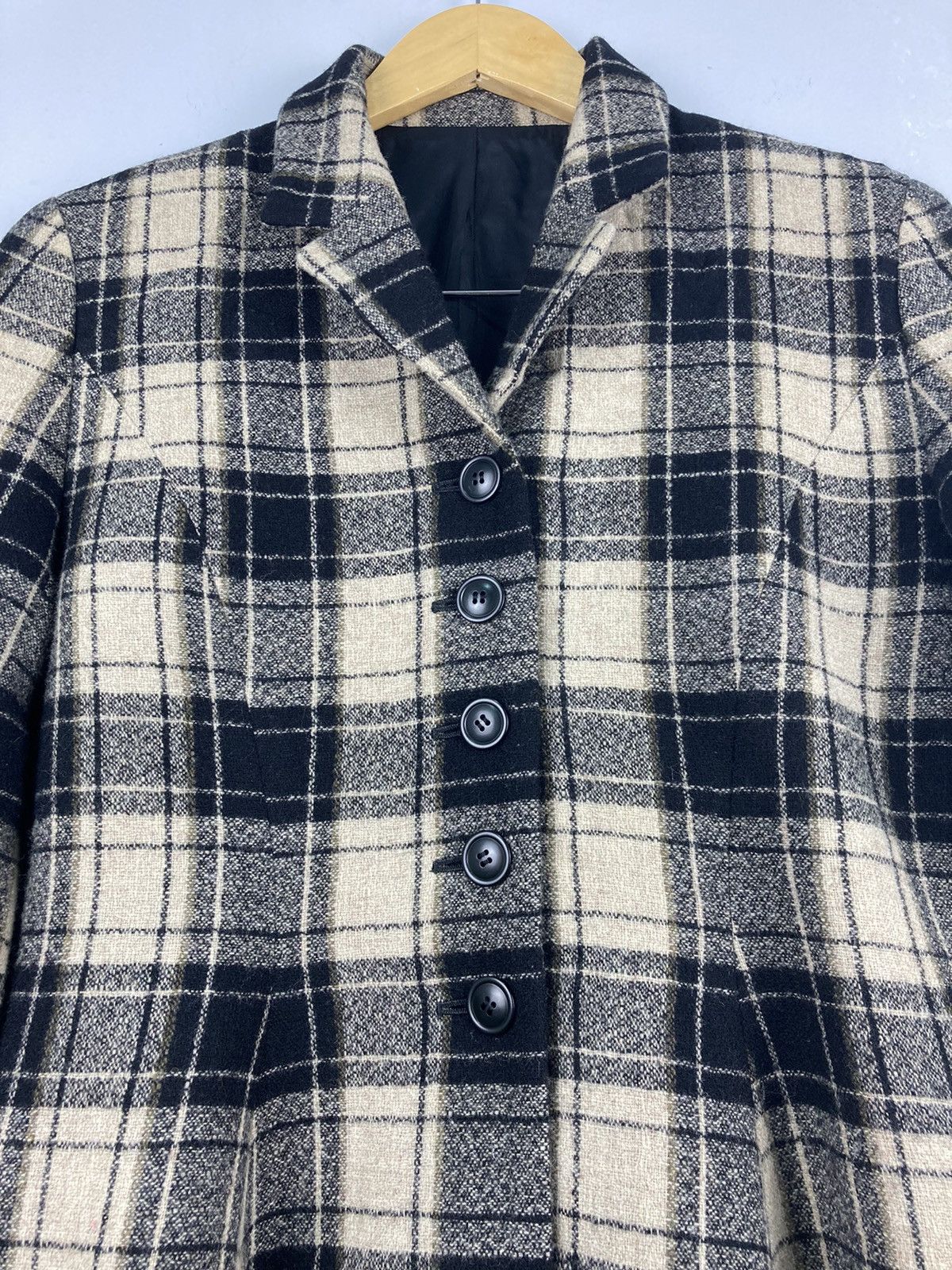 Kenzo Kenzo Vintage Women's Checked Wool Tweed Flared Skirt Coat Size ONE SIZE - 3 Thumbnail