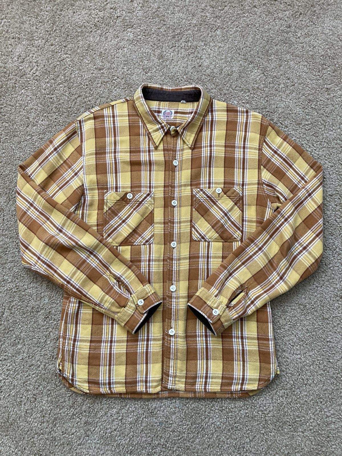 Glory Park Selvedge Flannel Work Shirt, Mustard, Size 40