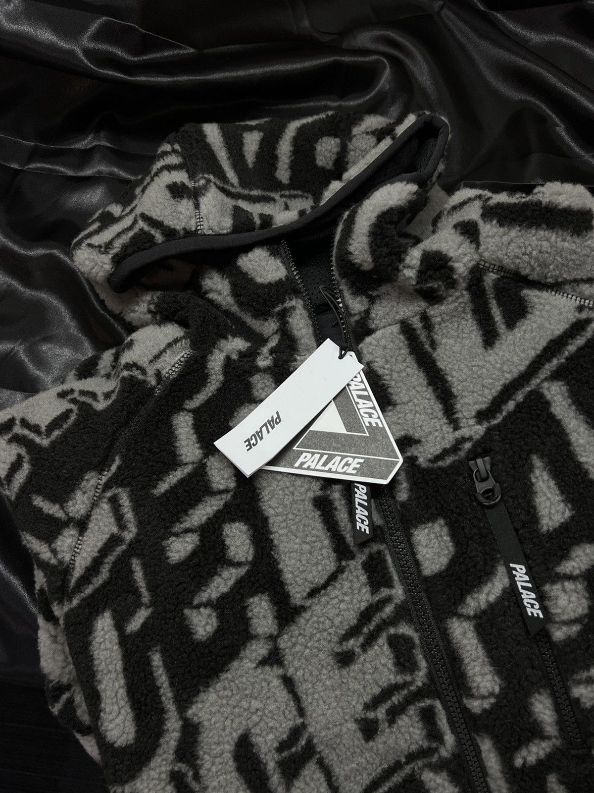 Palace Palace Jacquard Fleece Hooded Jacket Black Medium | Grailed