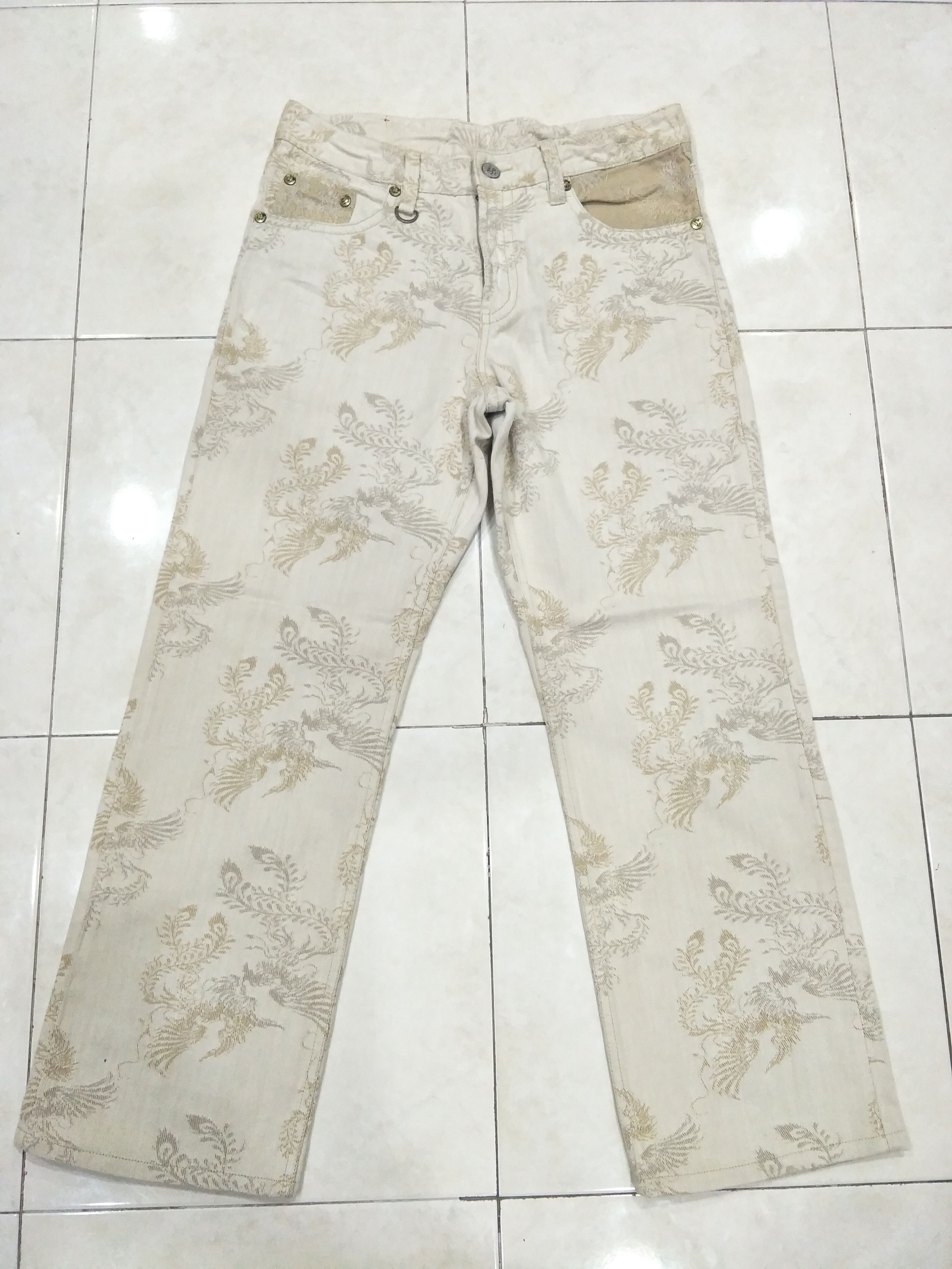 Japanese Brand Oriental Brand Nishiki Two cock fighting embroidery denim Size US 34 / EU 50 - 2 Thumbnail
