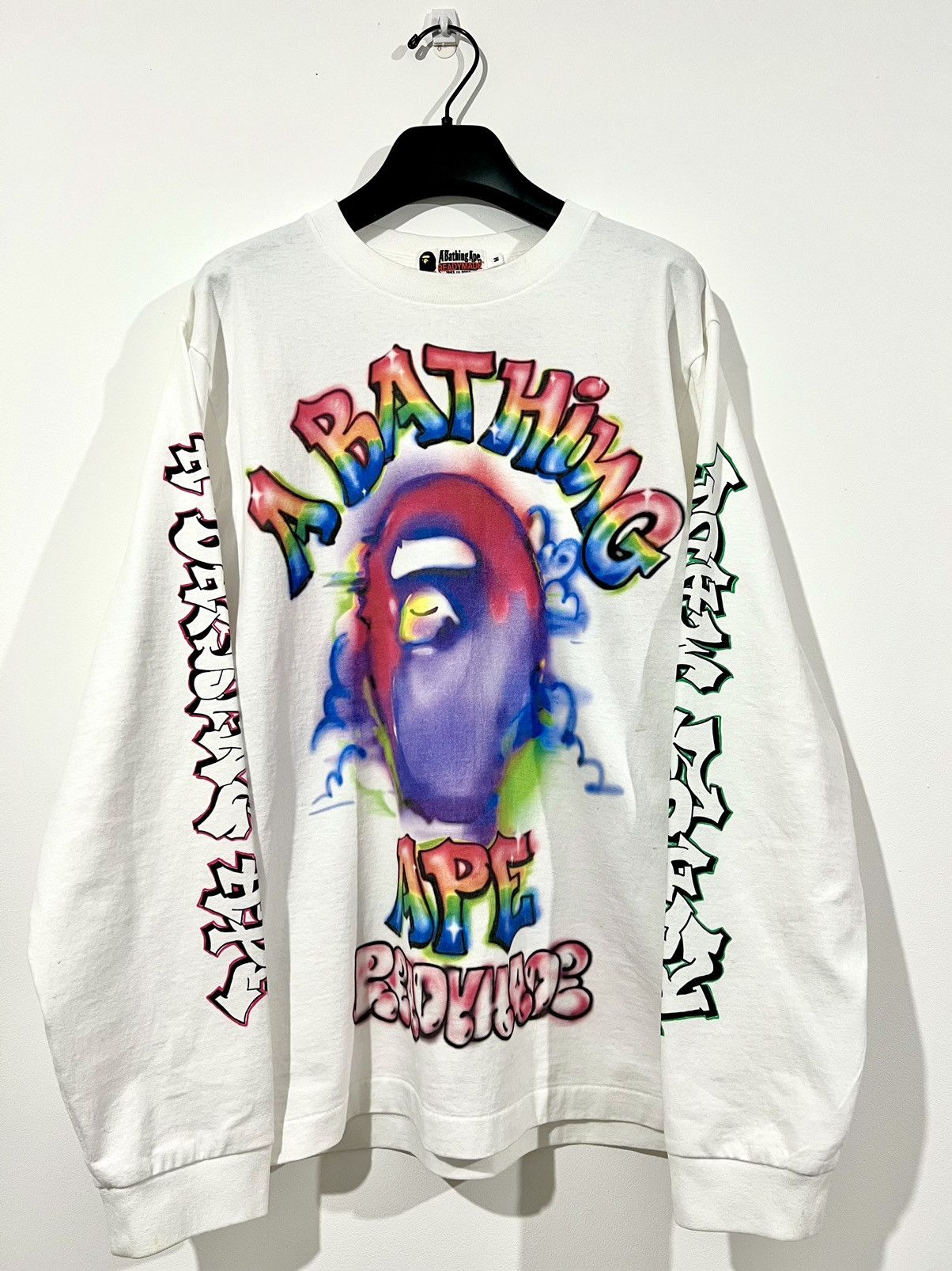 Bape Bape X Readymade Spray Wide L/s Tee (White) | Grailed