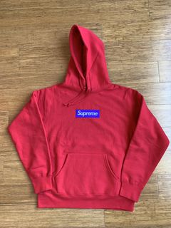 Red supreme hoodie cheap purple box logo