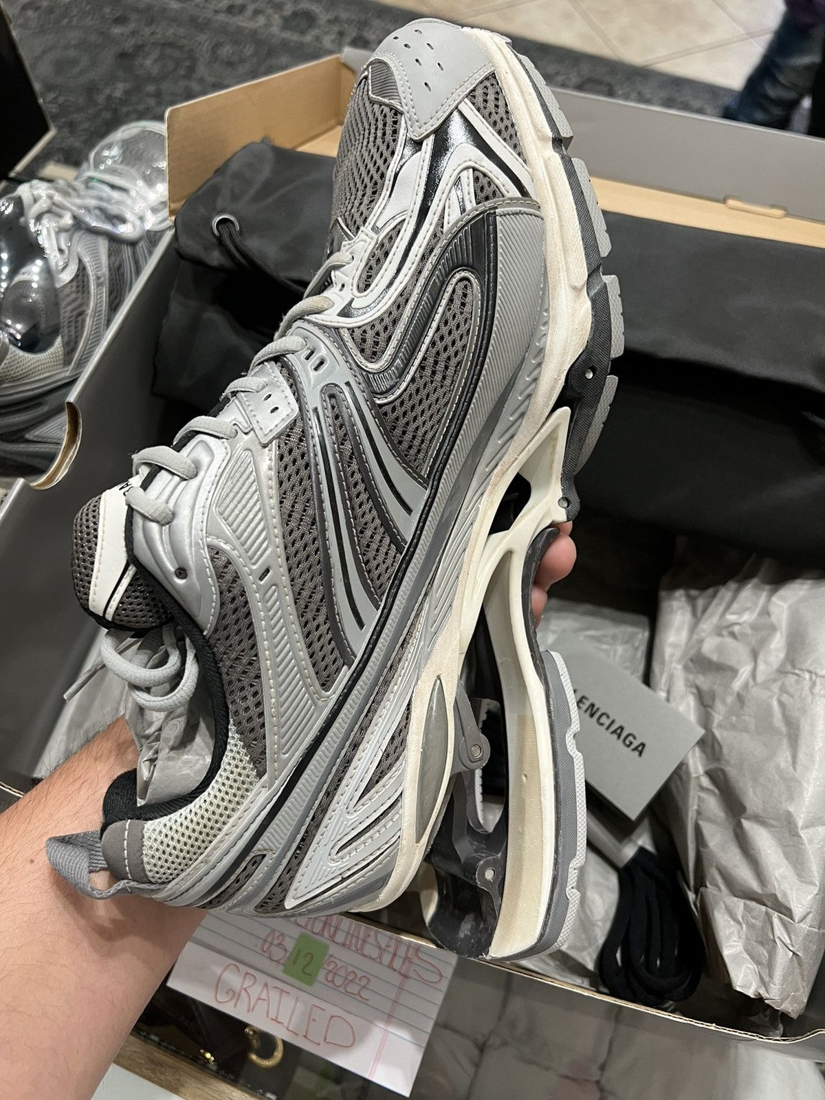 Balenciaga Balenciaga X-Pander Spring-Heel Trainer Sneakers Grey Size US 13 / EU 46 - 7 Thumbnail