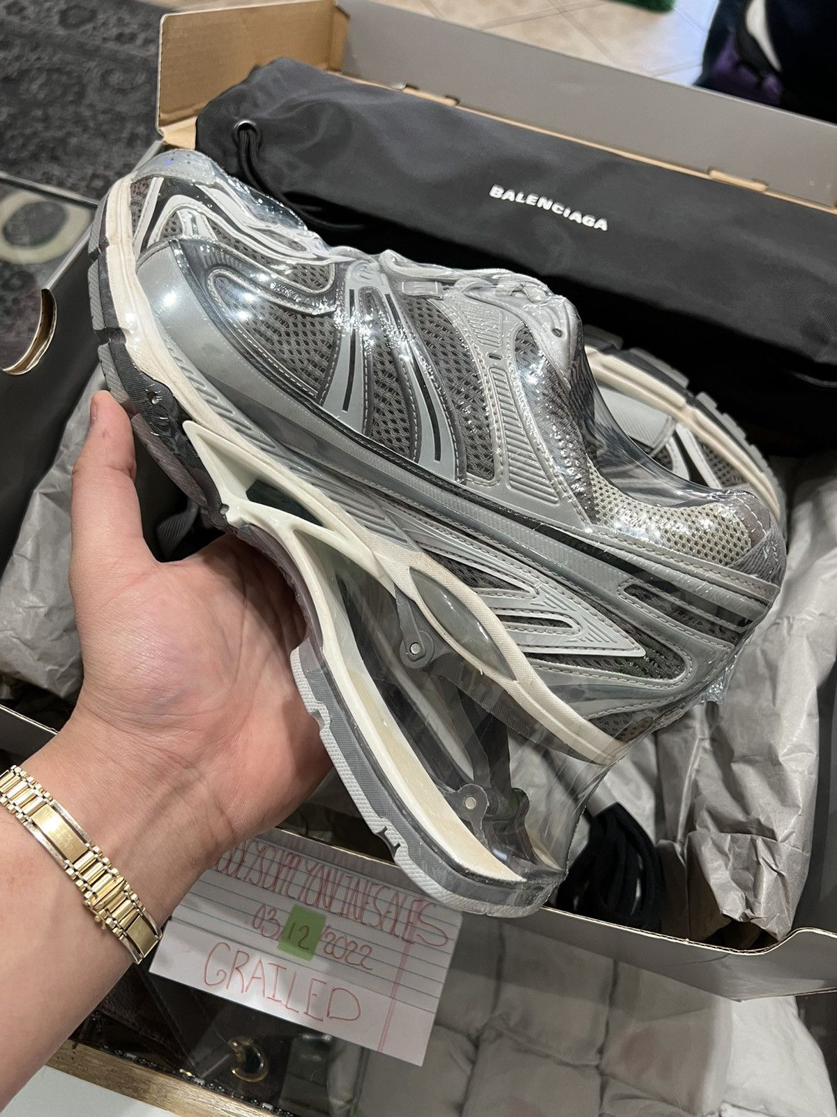 Balenciaga Balenciaga X-Pander Spring-Heel Trainer Sneakers Grey Size US 13 / EU 46 - 3 Thumbnail