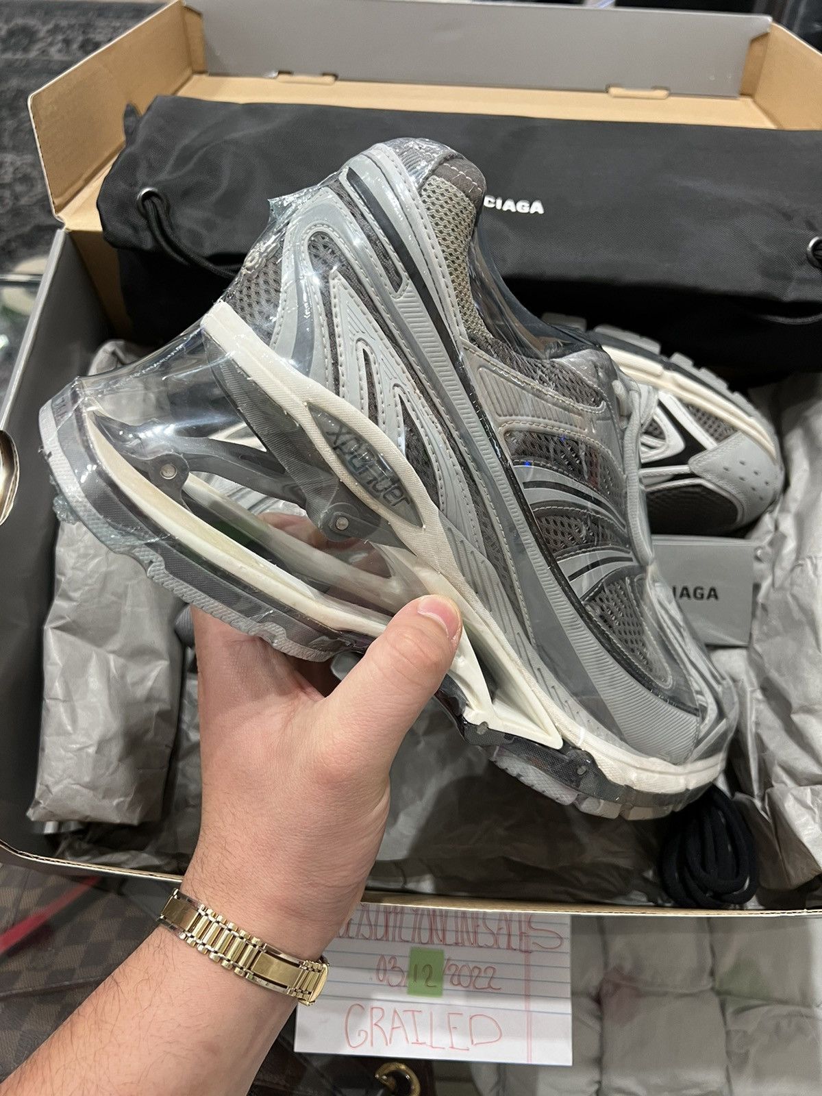 Balenciaga Balenciaga X-Pander Spring-Heel Trainer Sneakers Grey Size US 13 / EU 46 - 2 Thumbnail