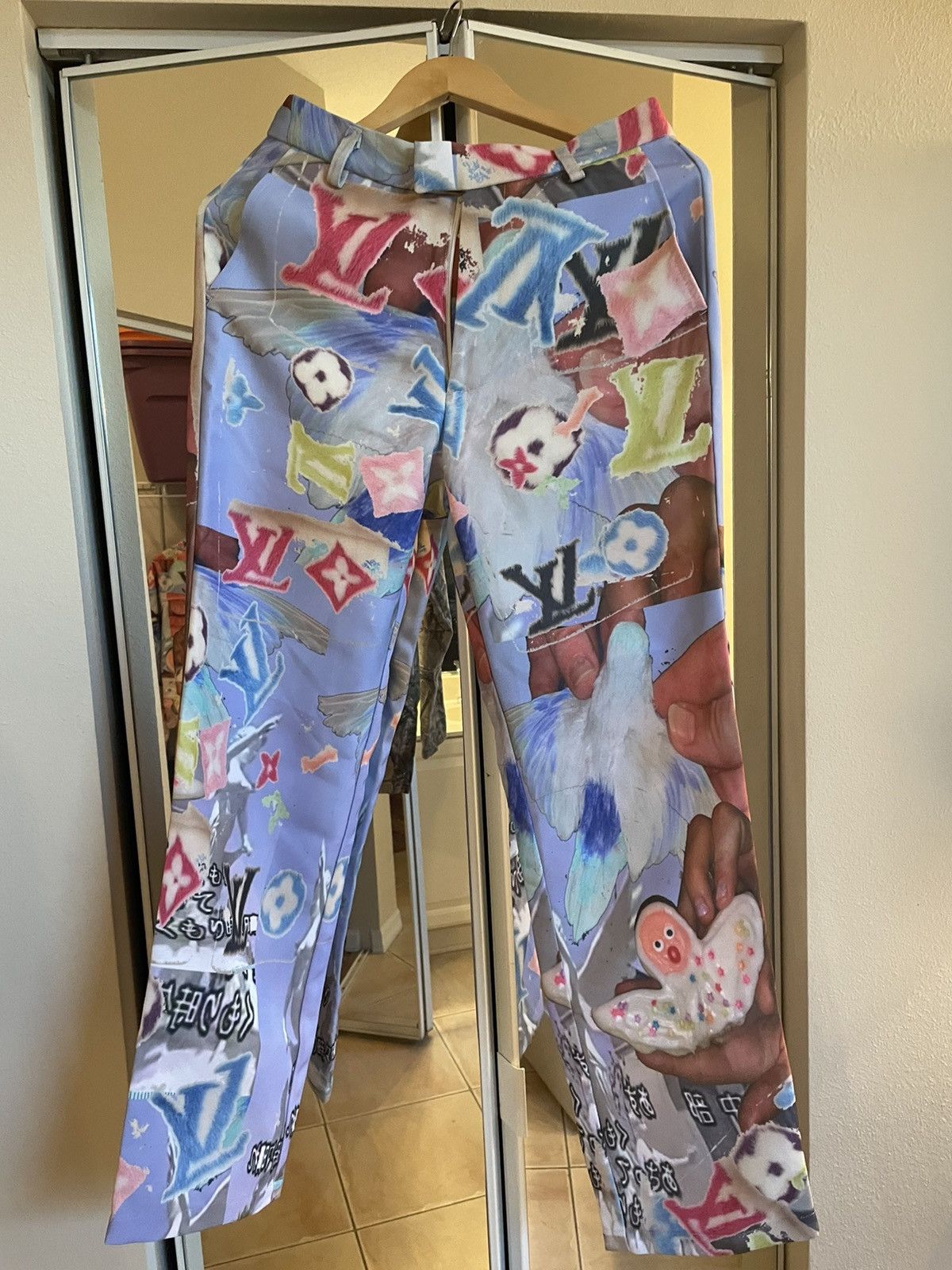 Custom Louis Vuitton Angel Hands Tony Rainwater Pants | Grailed