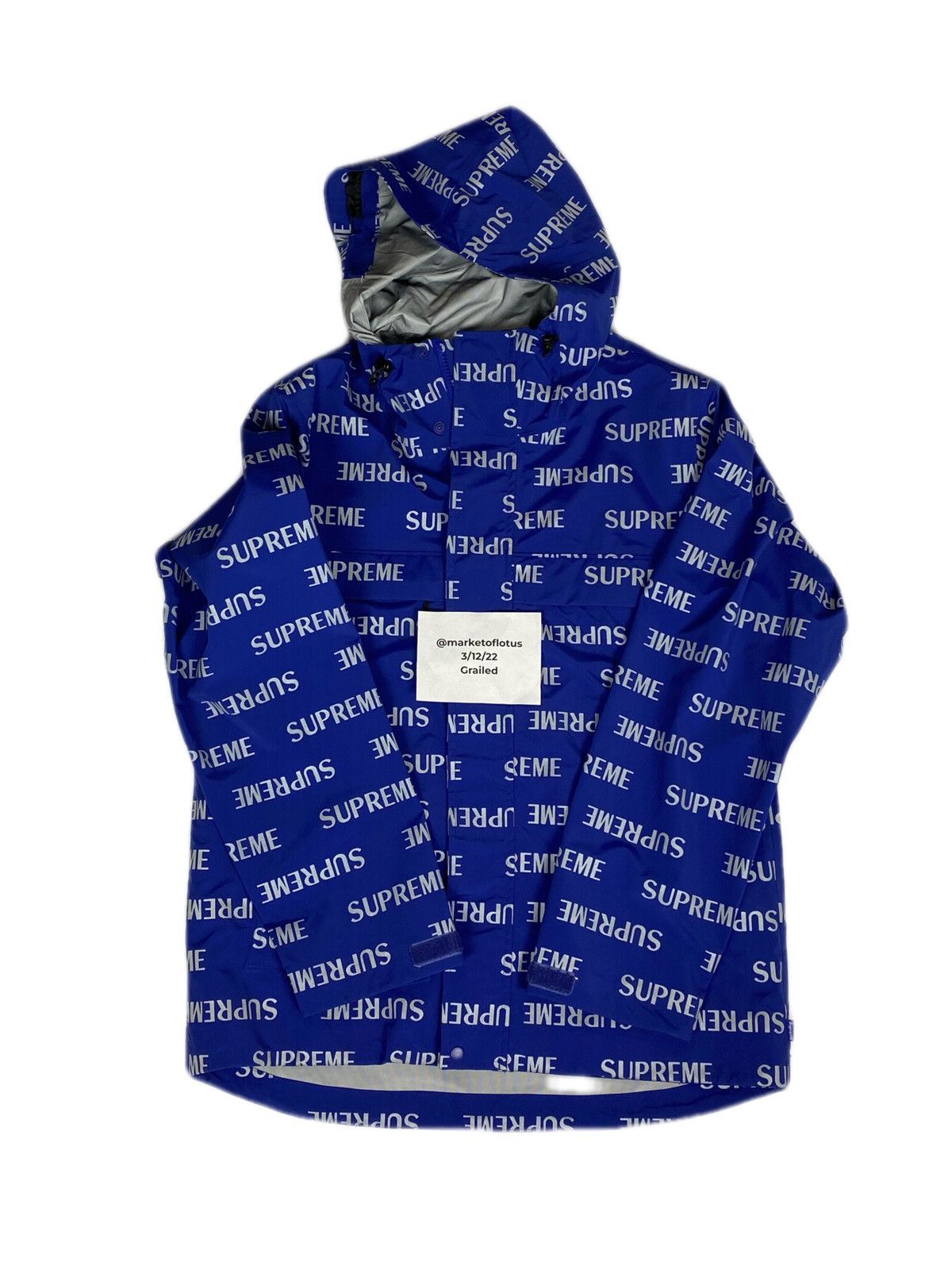 Supreme Supreme 3M Reflective Repeat Taped Seam Jacket in Blue