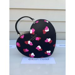 Kate spade love shack flutter hearts printed heart purse crossbody pink  black