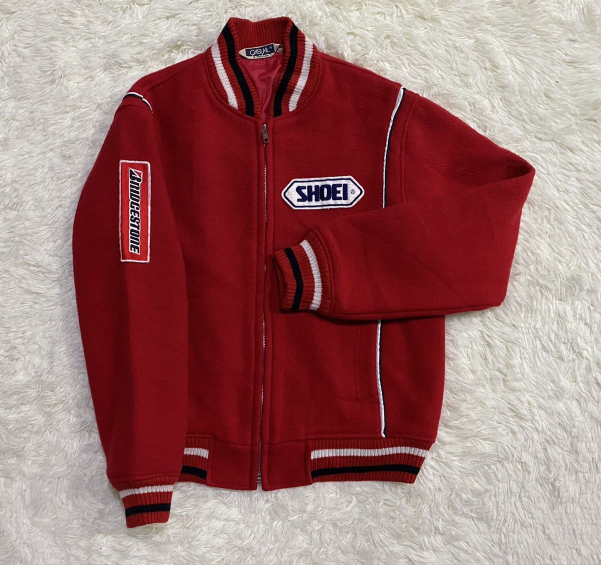 Japanese Brand Casual White Line Custom Patches Wool Blend Jacket Size US M / EU 48-50 / 2 - 9 Thumbnail
