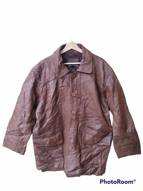 Genuine Leather Vtg 90s Reno Styled In France Brown Leather Jackets Size US M / EU 48-50 / 2 - 1 Thumbnail