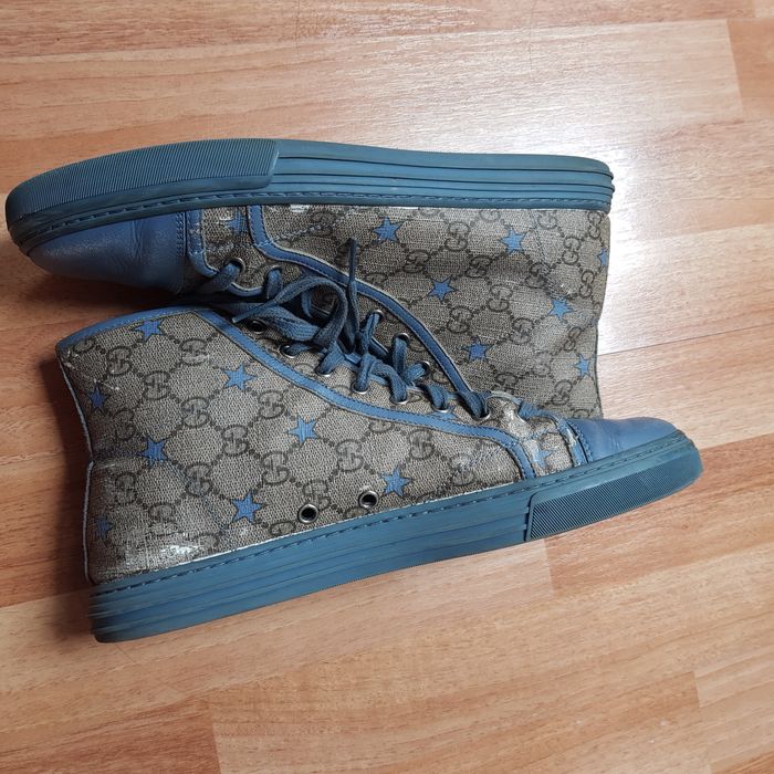 Gucci California Gg Pu Stars Fabric Hightop Sneaker in Blue for Men