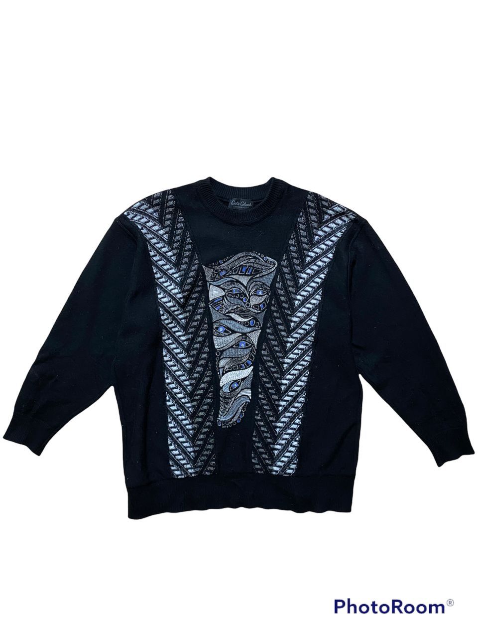 Vintage Carlo Colucci Ribbed Knit Blue Jumper 10 12 14 16