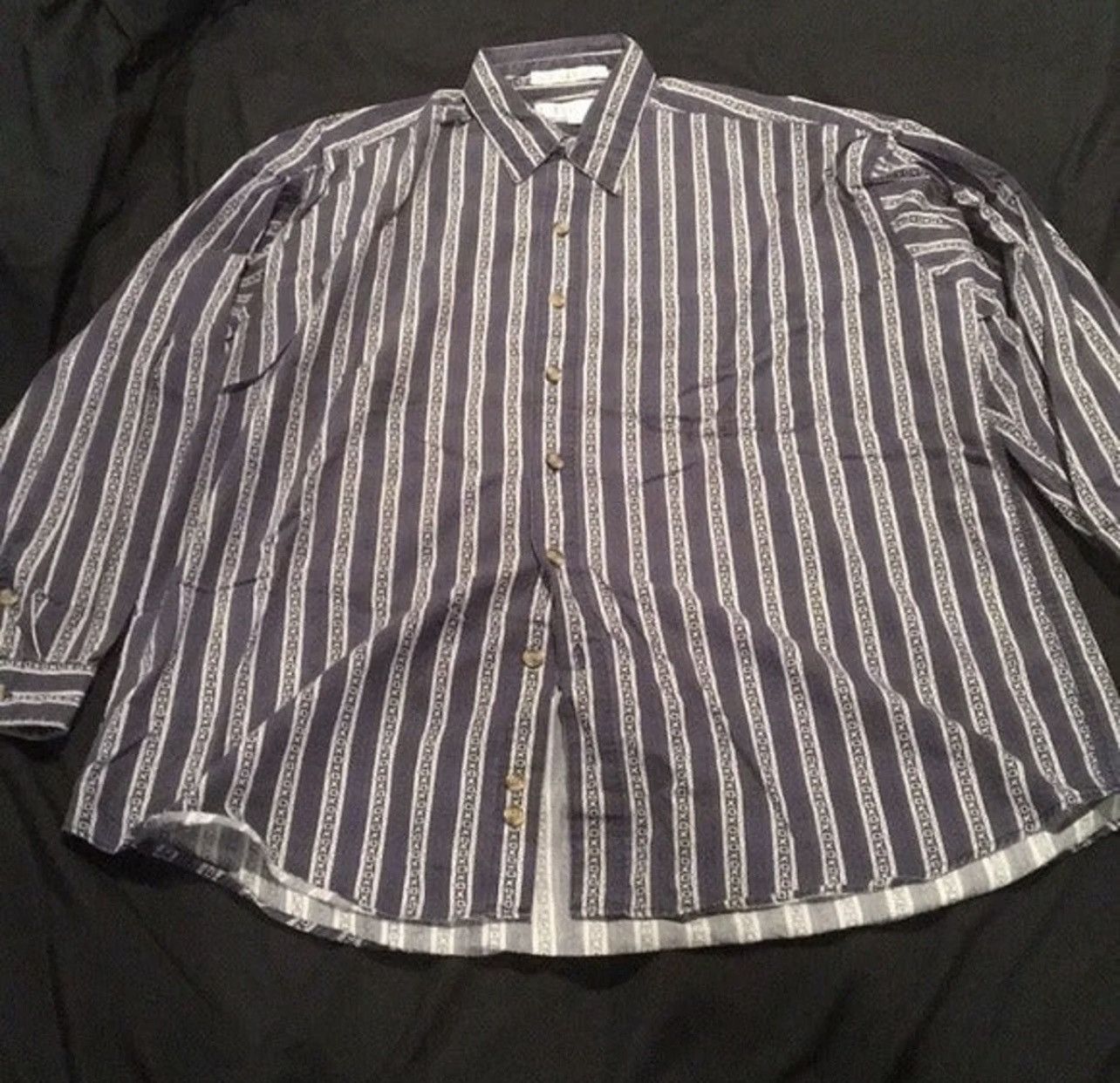 Perry Ellis Mens Perry Ellis Purple Pattern Dress Shirt Business Casual Size US L / EU 52-54 / 3 - 2 Thumbnail