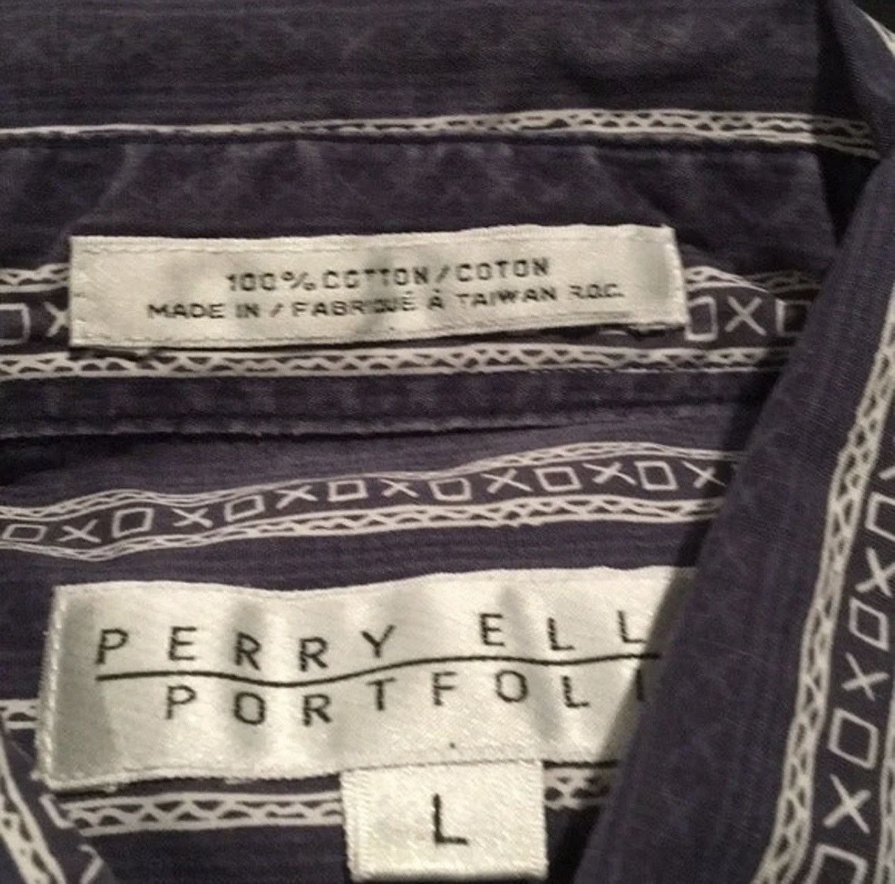 Perry Ellis Mens Perry Ellis Purple Pattern Dress Shirt Business Casual Size US L / EU 52-54 / 3 - 3 Thumbnail