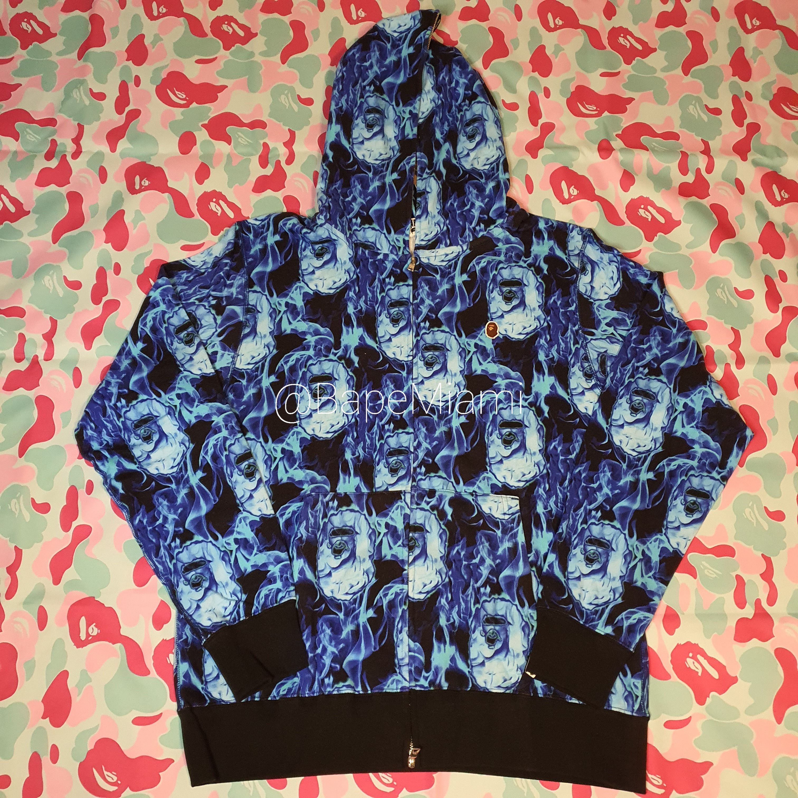 Bape blue flame hoodie discount