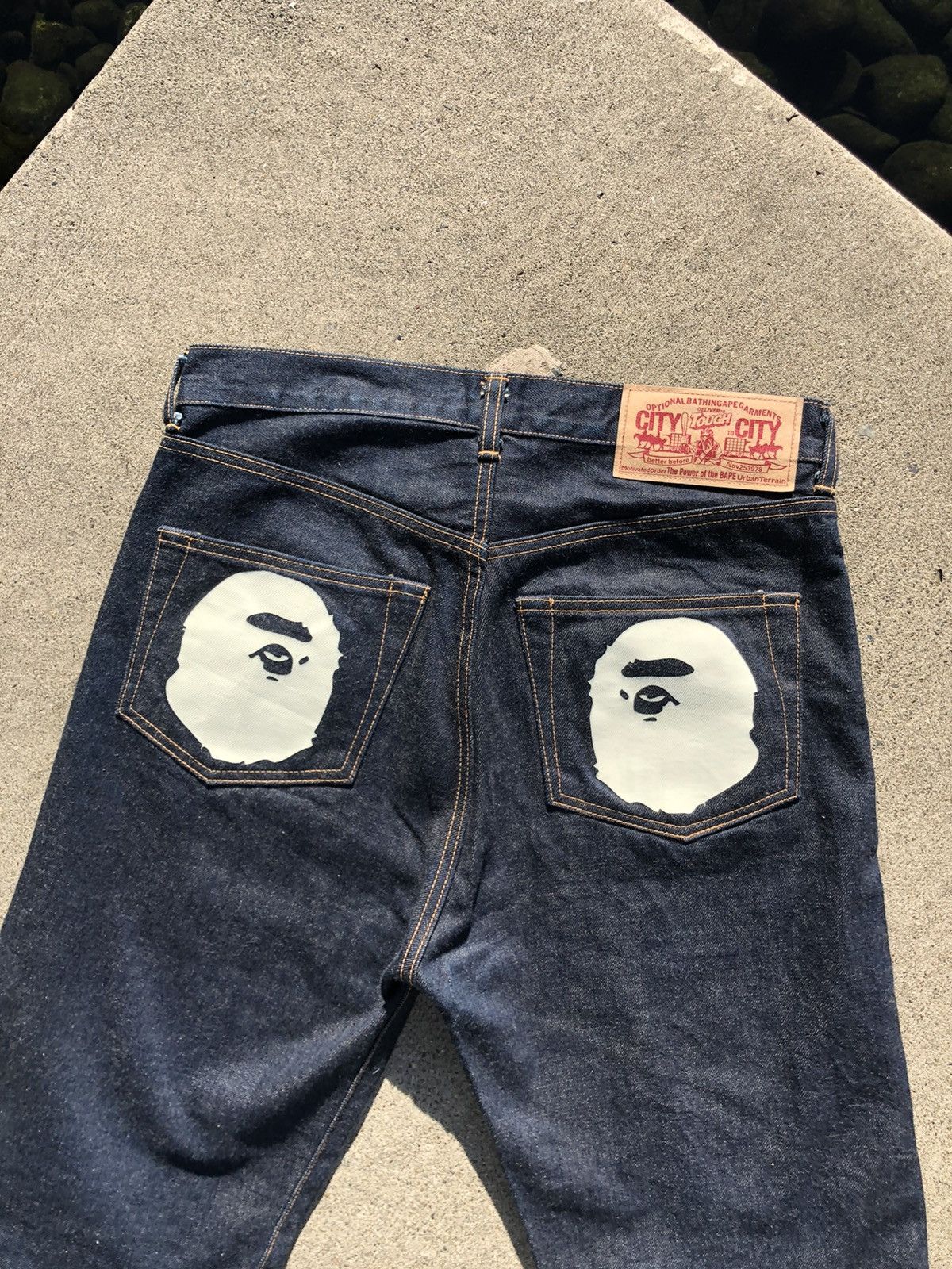 Bape a bathing ape bape head denim jeans pants nigo style