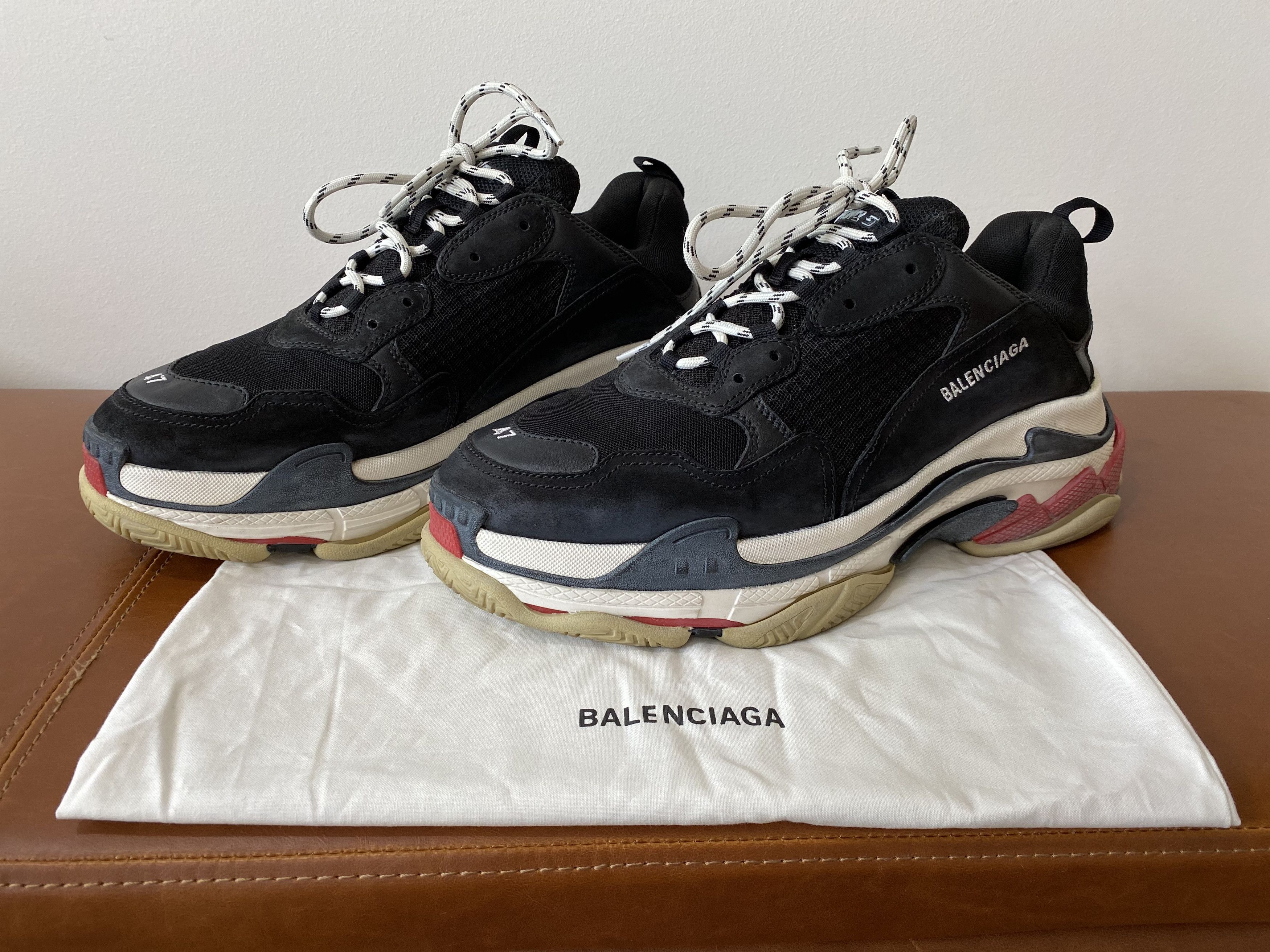 Balenciaga Triple S Red Black (Pre-Distressed)  Balenciaga triple s, Black  and red, Balenciaga