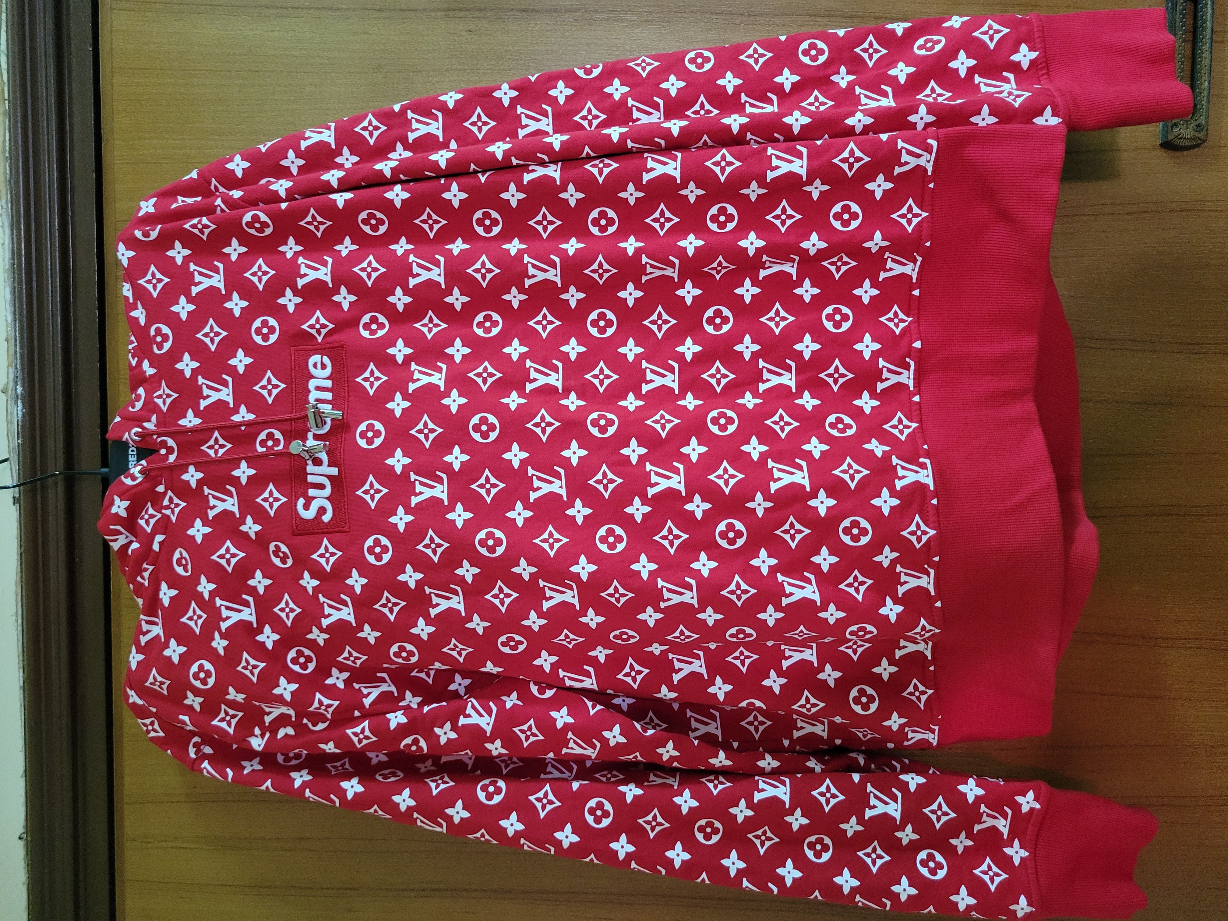 Red cotton knitwear & sweatshirt box logo Louis Vuitton x Supreme