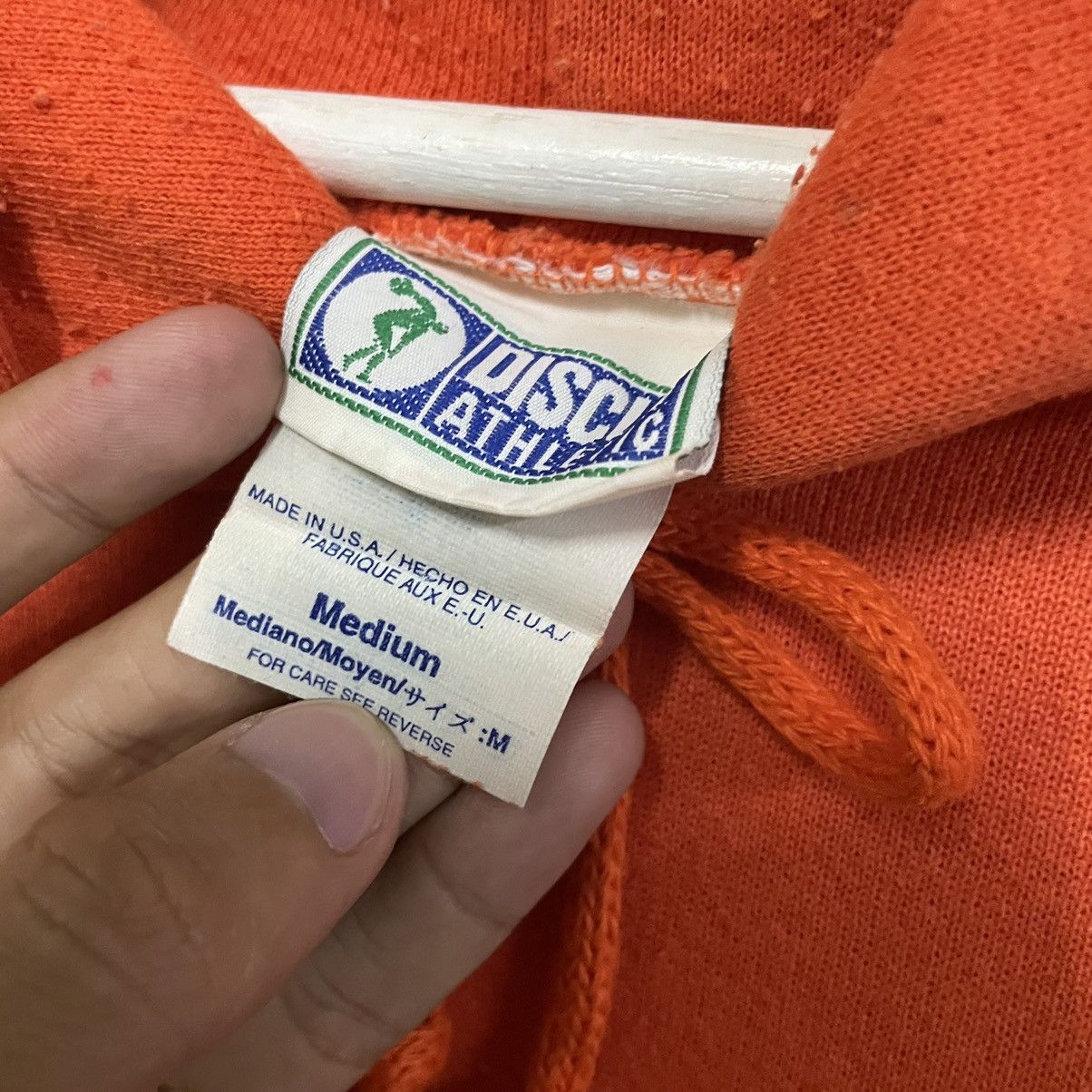 Russell Athletic × Vintage 🔥90s DISCUS ATHLETIC ORANGE PLAIN SWEATER HOODIE Size US M / EU 48-50 / 2 - 7 Thumbnail