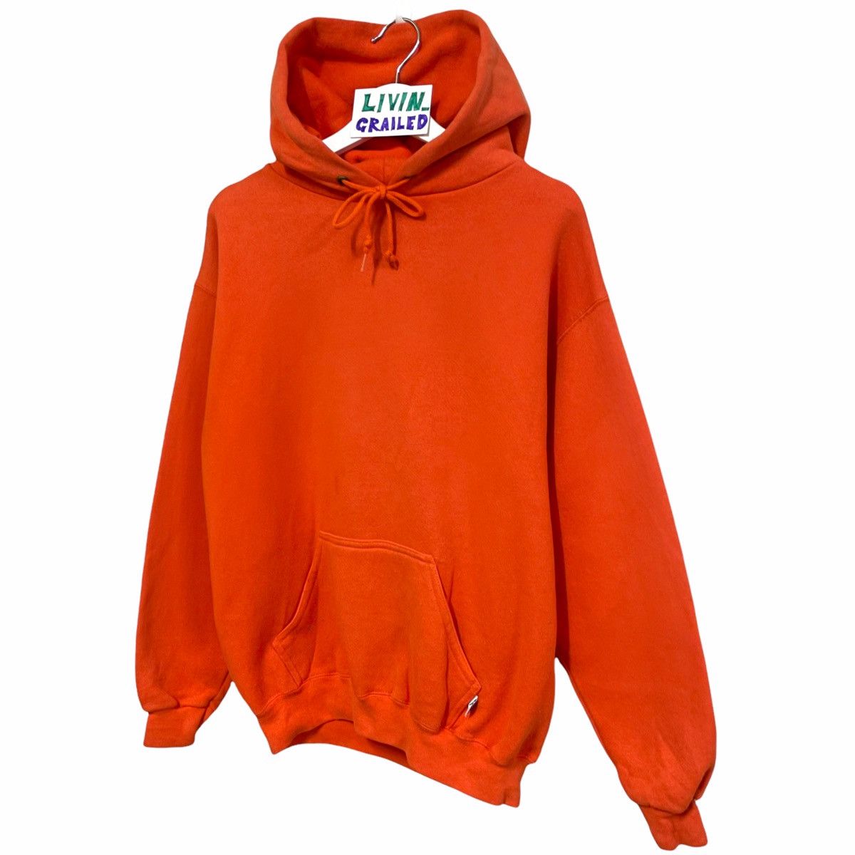 Russell Athletic × Vintage 🔥90s DISCUS ATHLETIC ORANGE PLAIN SWEATER HOODIE Size US M / EU 48-50 / 2 - 2 Thumbnail