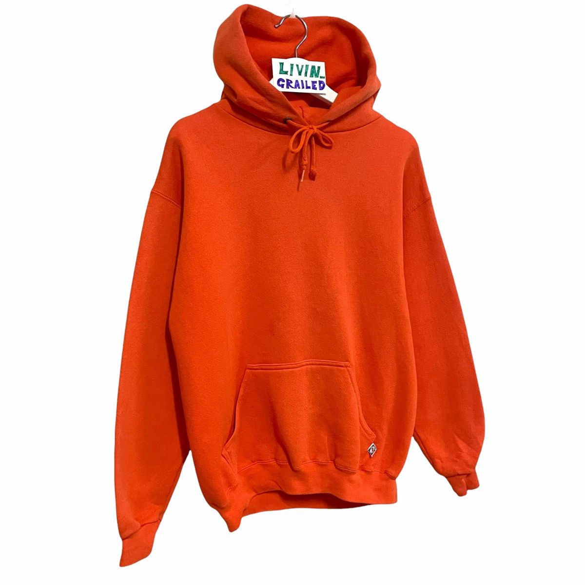 Russell Athletic × Vintage 🔥90s DISCUS ATHLETIC ORANGE PLAIN SWEATER HOODIE Size US M / EU 48-50 / 2 - 3 Thumbnail