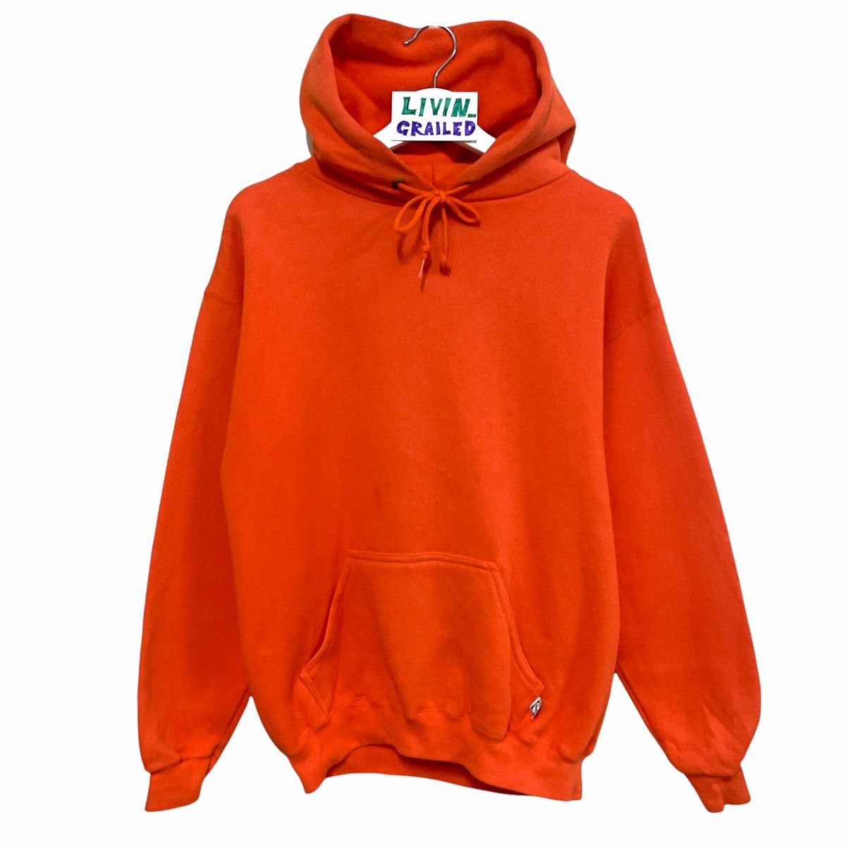 Russell Athletic × Vintage 🔥90s DISCUS ATHLETIC ORANGE PLAIN SWEATER HOODIE Size US M / EU 48-50 / 2 - 1 Thumbnail
