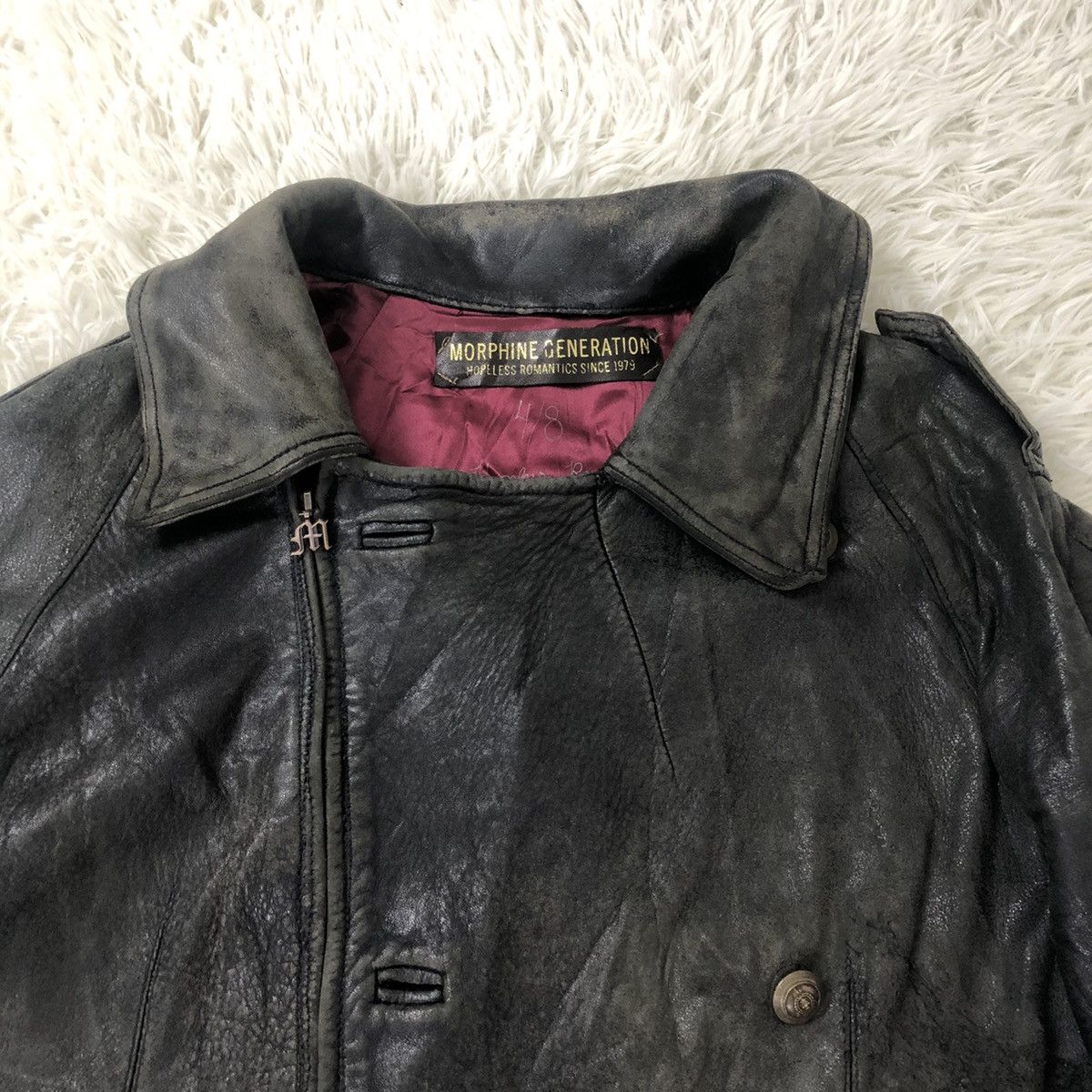 Vintage MORPHINE GENERATION HOOPLESS ROMANTIC 1979 LEATHER JACKET Size US M / EU 48-50 / 2 - 6 Thumbnail