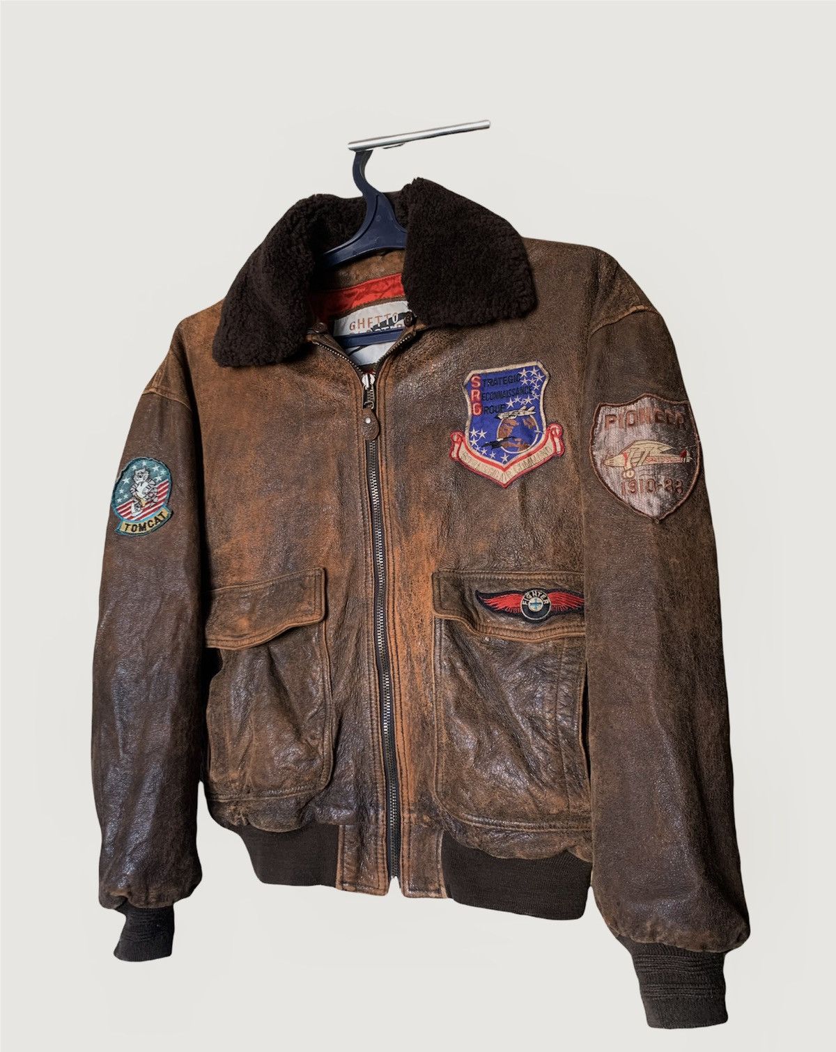Vintage 80s A2 Flyers vintage leather jacket Rare Ghetto blast patch ...